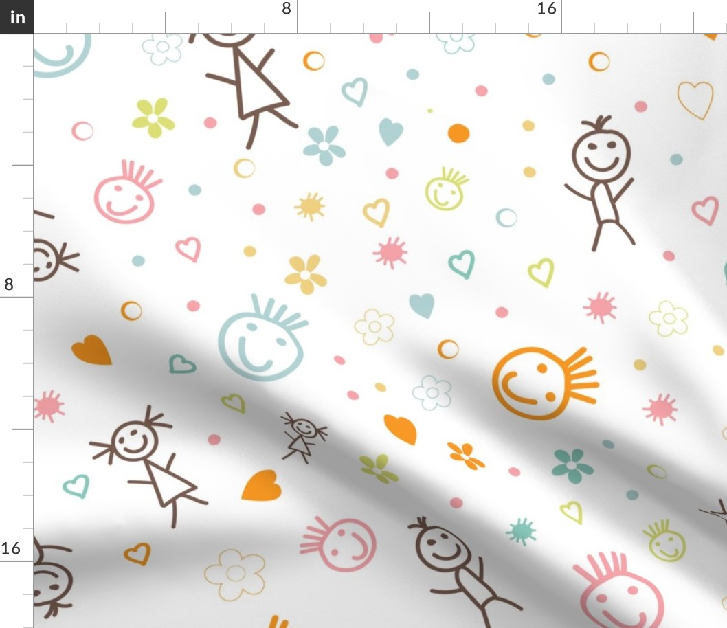 stick figures florals and hearts kids design