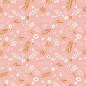 happy flowers - pink and yellow FABRIC