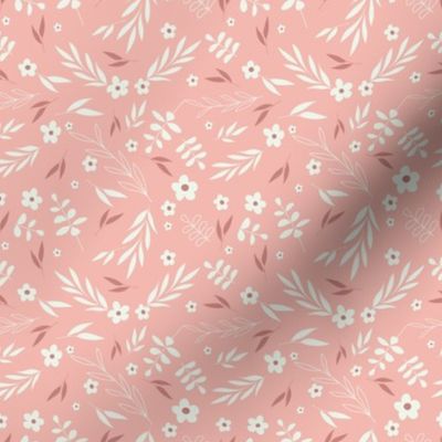 happy flowers - pink  FABRIC