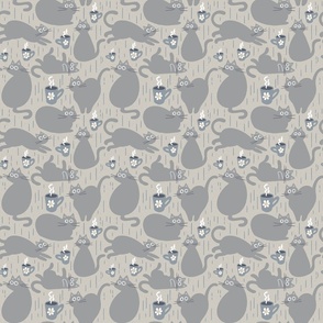 gray cats and coffee mugs on neutral colors | small
