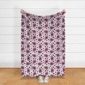 Large Scale Playful Paisley Bandana  Burgundy Wine on White