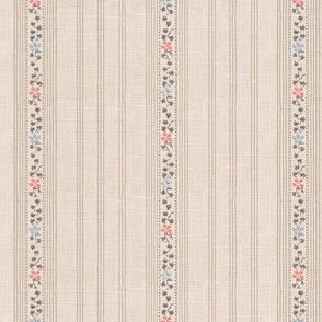 Neutral stripe with lines of little flowers