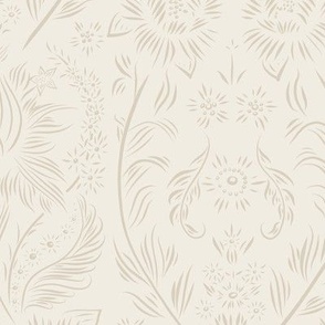 medium scale //floral wallpaper - bone beige_ creamy white - elegant flowers