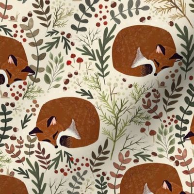 Autumn Forest Finds - Woodland foxes sleeping M