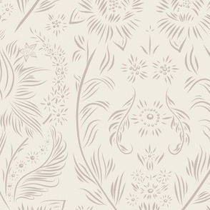 medium scale //floral wallpaper - creamy white_ silver rust blush - elegant flowers