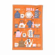Tea Towel calendar 2024 Orange Retro Kitchen