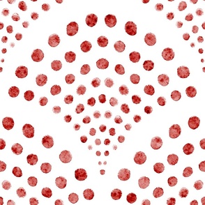 abstract shell dots - poppy red scallop - coastal red wallpaper