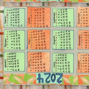 2024 Calendar Wallhanging, Citrus colors, Hand done