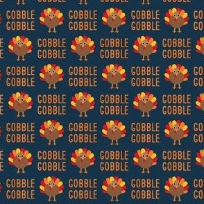 (small scale) Gobble Gobble - Thanksgiving Turkey - dark blue - C23