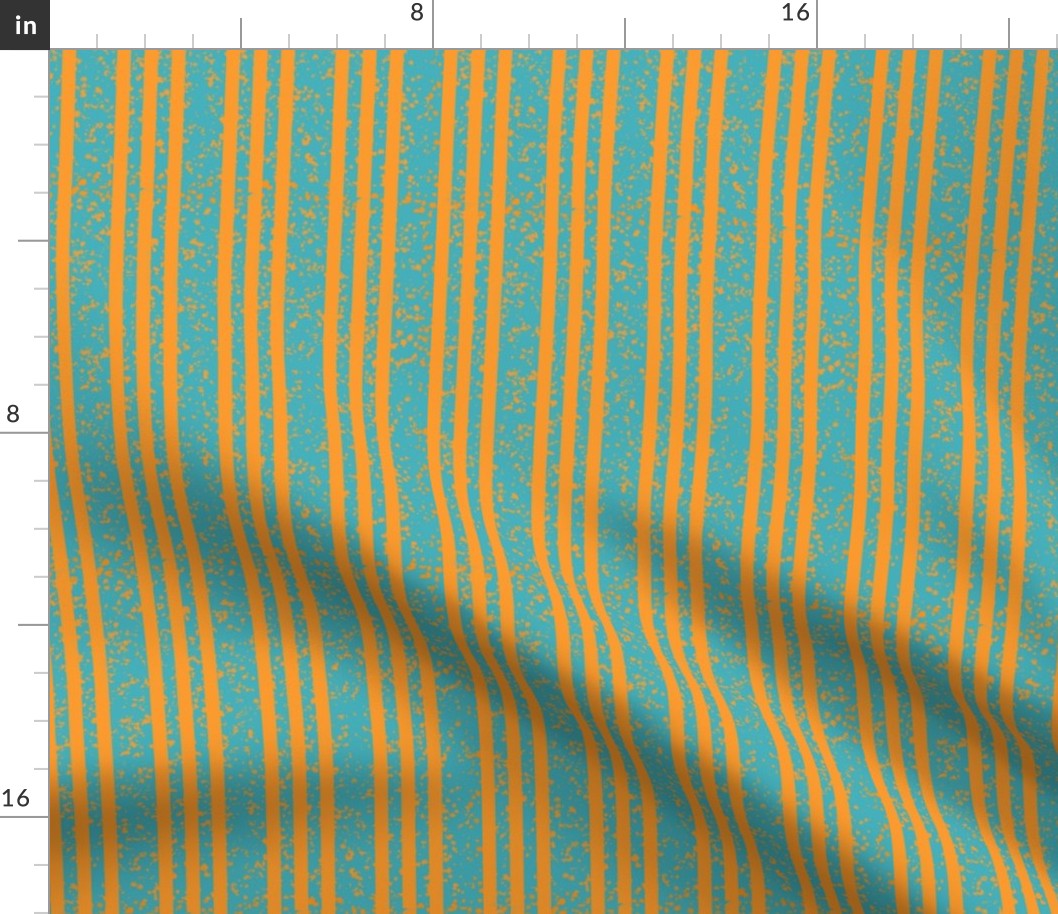 SNRS - Sunrise Stripes in Turquoise and Gold - 8 inch fabric repeat - 6 inch wallpaper repeat