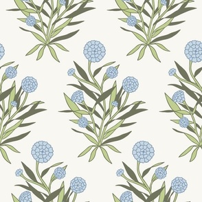 fiona | marigold florals soft blue on off white