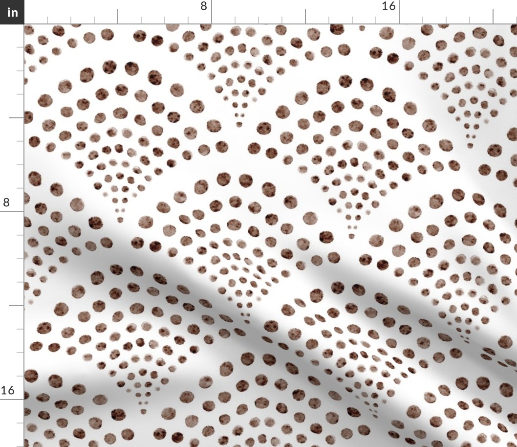 small scale abstract shell dots - cinnamon scallop - coastal brown wallpaper