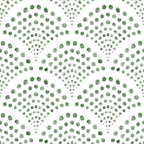 small scale abstract shell dots - kelly green scallop - coastal green wallpaper