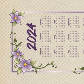 2024 Calendar Lavender Floral MONDAY START ©Julee Wood