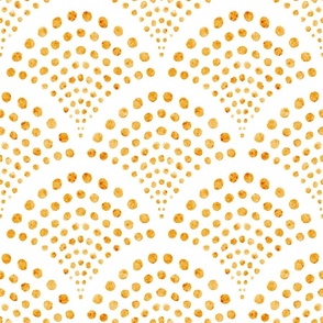 small scale abstract shell dots - marigold scallop - coastal orange wallpaper