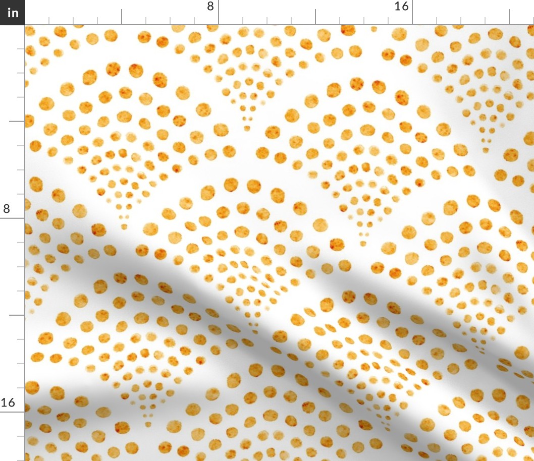 small scale abstract shell dots - marigold scallop - coastal orange wallpaper