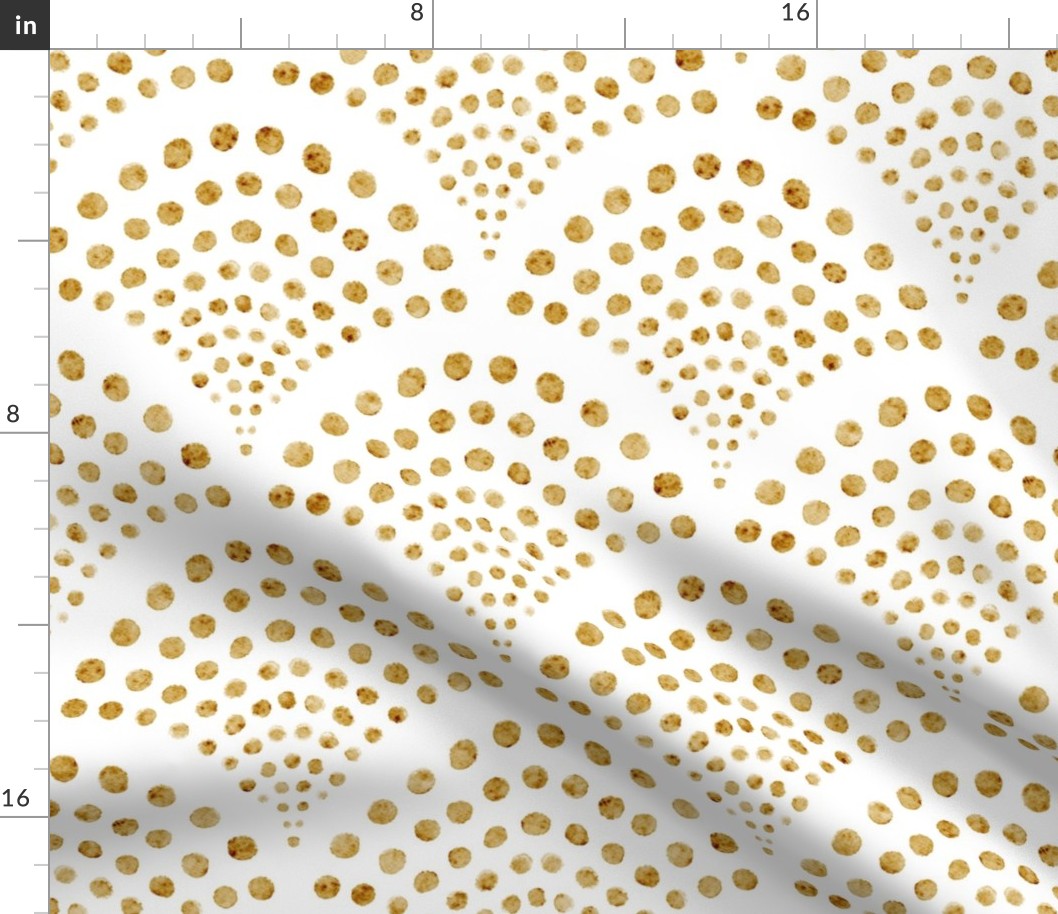 small scale abstract shell dots - mustard scallop - coastal mustard wallpaper