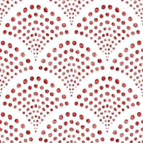 small scale abstract shell dots - poppy red scallop - coastal red wallpaper