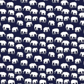 Elephants On Navy Blue Tiny