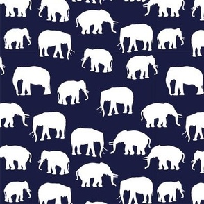 Elephants On Navy Blue Mini