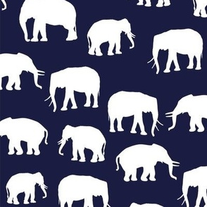 Elephants On Navy Blue Very Small