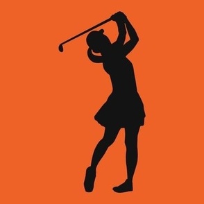 Sports, Woman Golfing, Golfer, Girl’s High School Golf, Women’s College Golf, Golf Team, School Spirit, Black  & Orange