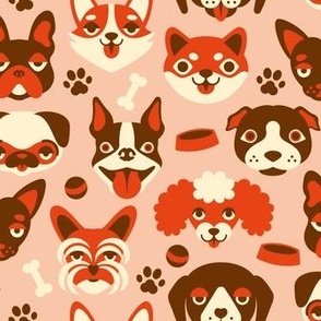 My Favorite People Are Dogs - Cute Dog Faces - Retro Pink