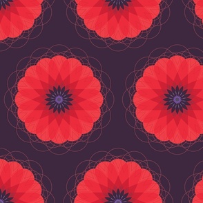 Poppin' Poppy  //  Bold, Graphic LARGE SCALE Flower Design  //  Bright Red & Deep Plum Color Palette