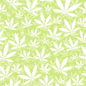 Bigger Scale Marijuana Cannabis Leaves White on Honeydew
