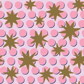 stars and spots - gold pink and navy