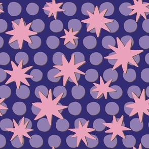 stars - pink mauve purple and royal blue