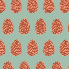Pinecones on a Light Blue Background Large Scale