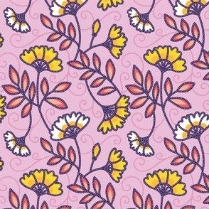 Batik Florals 2 - Pink, Purple and Yellow