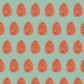 Pinecones on a Light Blue Background Medium Scale