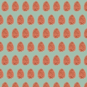 Pinecones on a Light Blue Background Small Scale