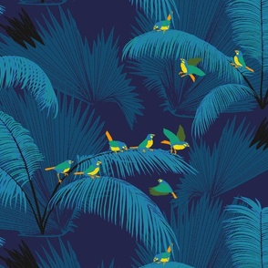 Evening Gathering in a Tropical Jungle 