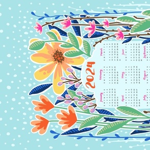 2024 calendar wall hanging bright cheerful colorful floral