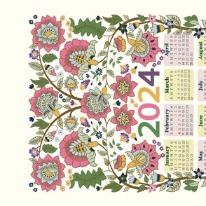2024 Calendar Wall Hanging - Art and Craft style - Indian Florals
