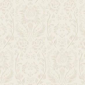 small scale // floral wallpaper - bone beige_ creamy white - elegant flowers