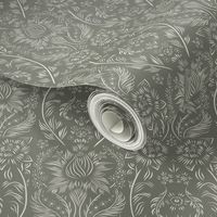 small scale // floral wallpaper - creamy white_ limed ash green 02 - elegant flowers