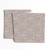 small scale // floral wallpaper - creamy white_ purple brown_ silver rust - elegant flowers