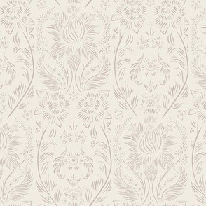 small scale // floral wallpaper - creamy white_ silver rust blush - elegant flowers