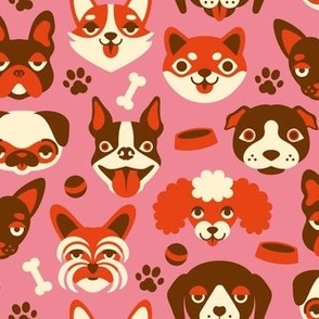 My Favorite People Are Dogs - Cute Dog Faces - Retro Pink + Brown Neapolitan Ice Cream Palette