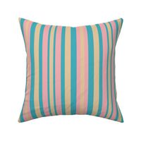 SNRS - Mellow Pastel Sunrise Stripes of Varied Widths - 4 inch fabric repeat - 6 inch wallpaper repeat