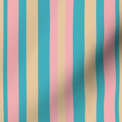 SNRS - Mellow Pastel Sunrise Stripes of Varied Widths - 4 inch fabric repeat - 6 inch wallpaper repeat