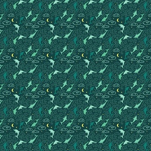 Dancing Dolphins - Sea Green