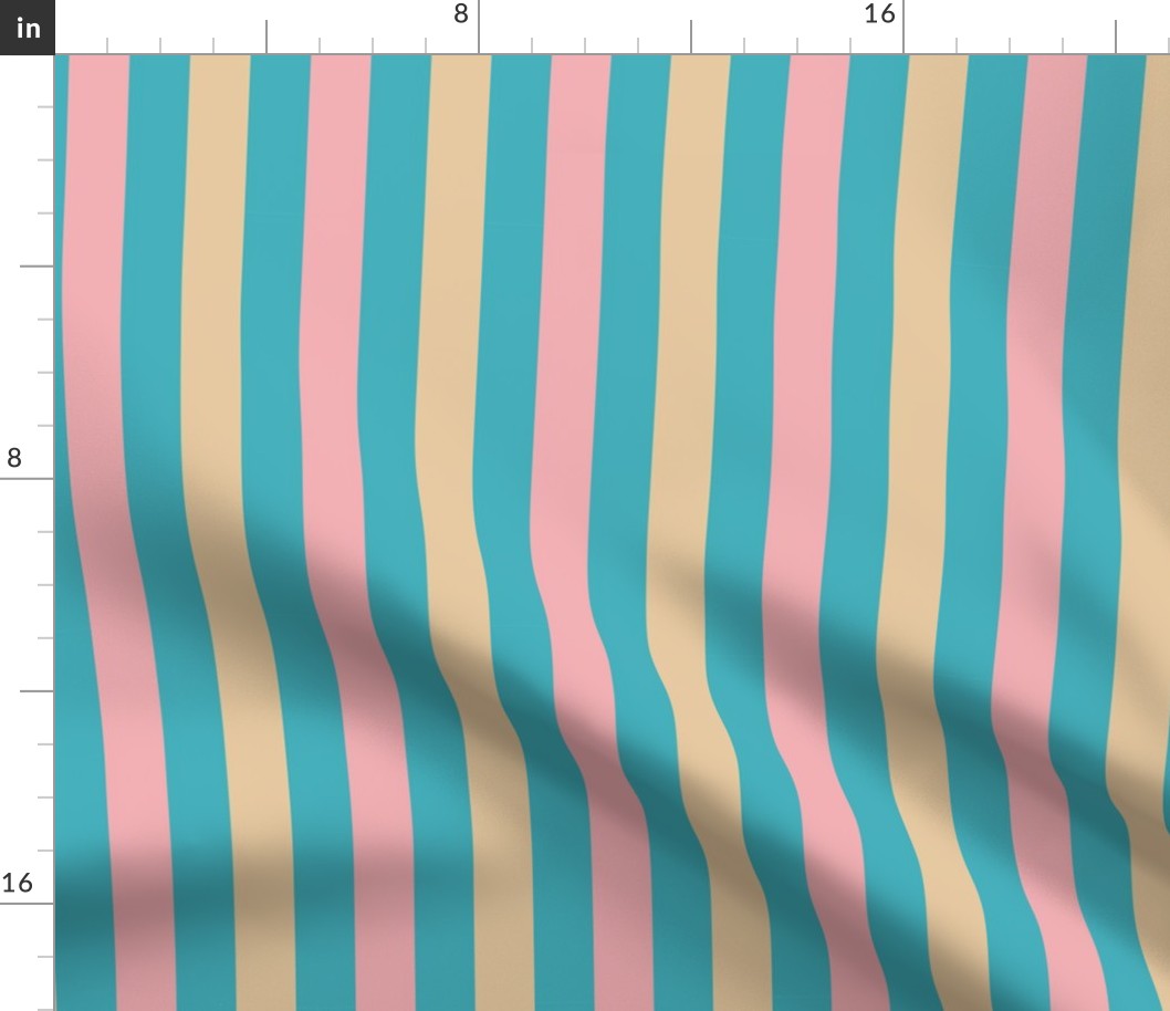 SNRS - Mellow Sunrise Stripes in Turquoise, Gold and Pink