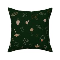 Mushroom Ditzy in Deep Forest Green and Tans
