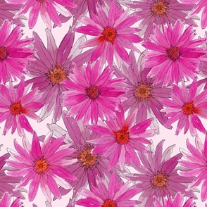 Gerbera Field: Large pink tossed watercolor flowers
