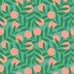 oranges - pink, green, and teal